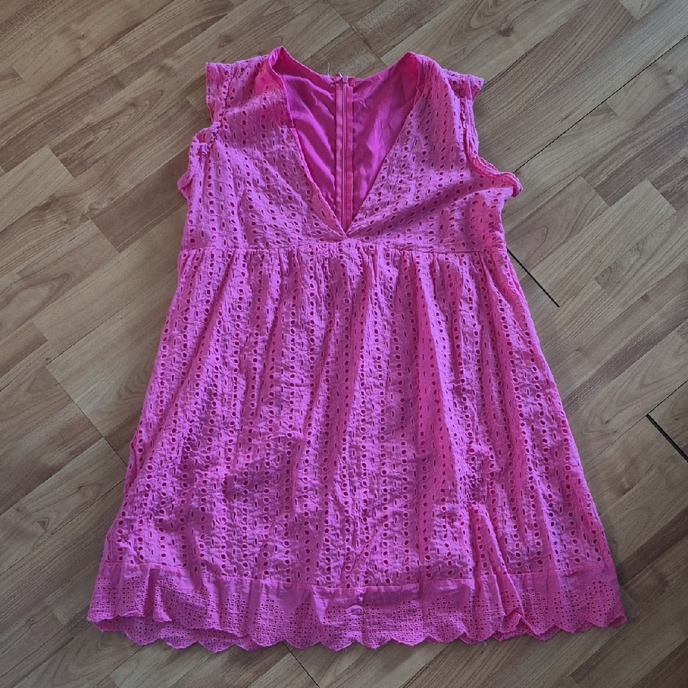 Pink Eyelet Sleeveless Dress